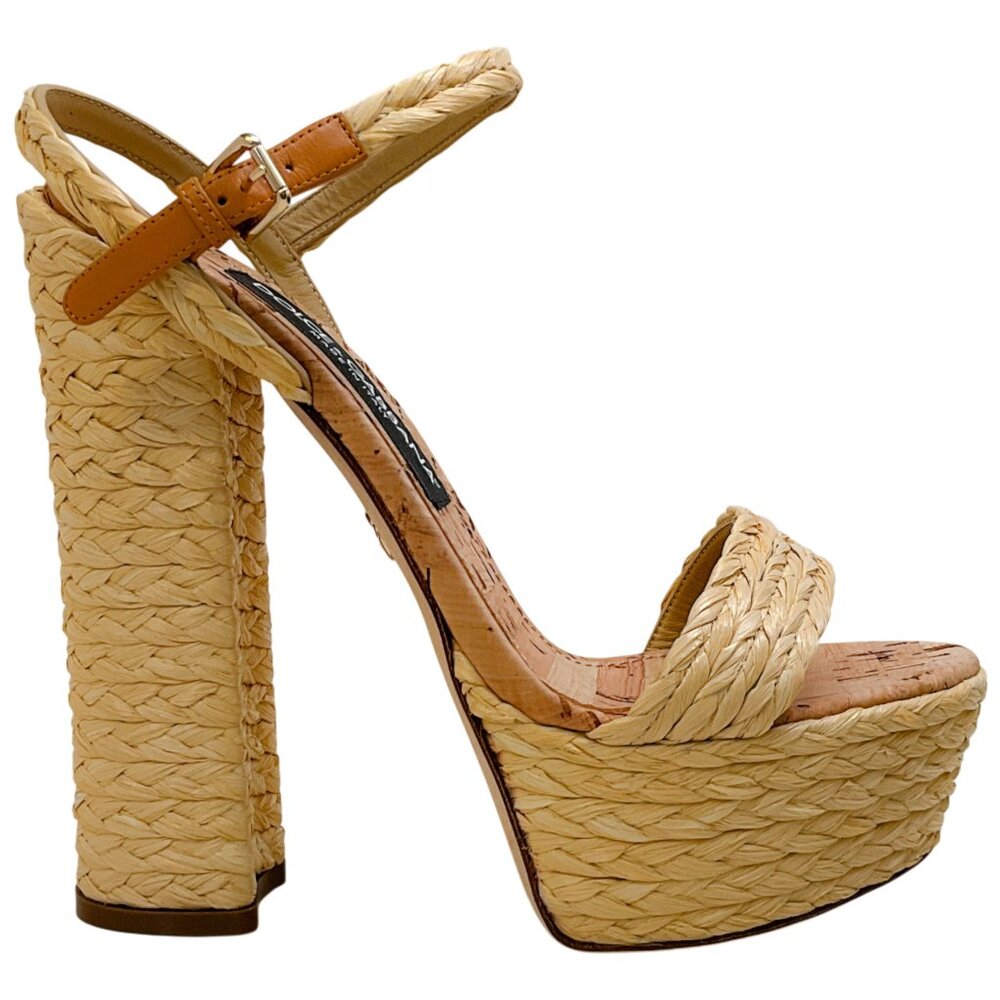 Dolce & Gabbana Natural Raffia Platform Sandals - Picture 2 of 9